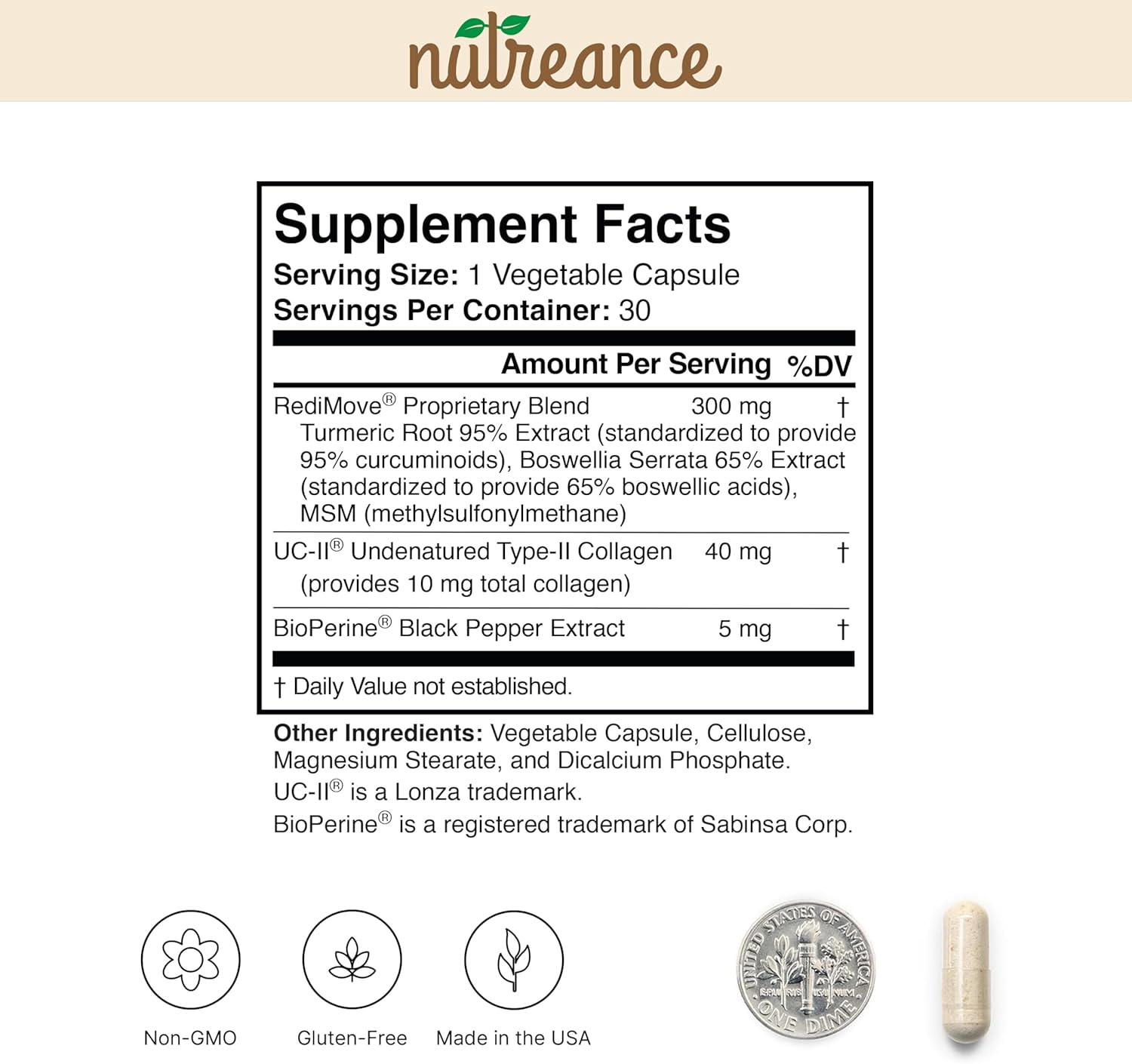Redimove Natural Joint Support Supplement - Non-GMO, Gluten-Free