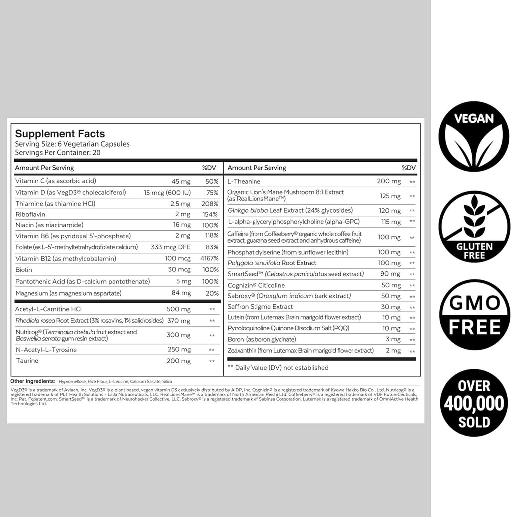 QUALIA MIND | The Ultimate Blend For Brain Health* | Doctor-Formulated Nootropic To Fuel Focus & Concentration* | Supports Long Term Brain Health| Maintain Drive & Productivity | 2 Month Supply