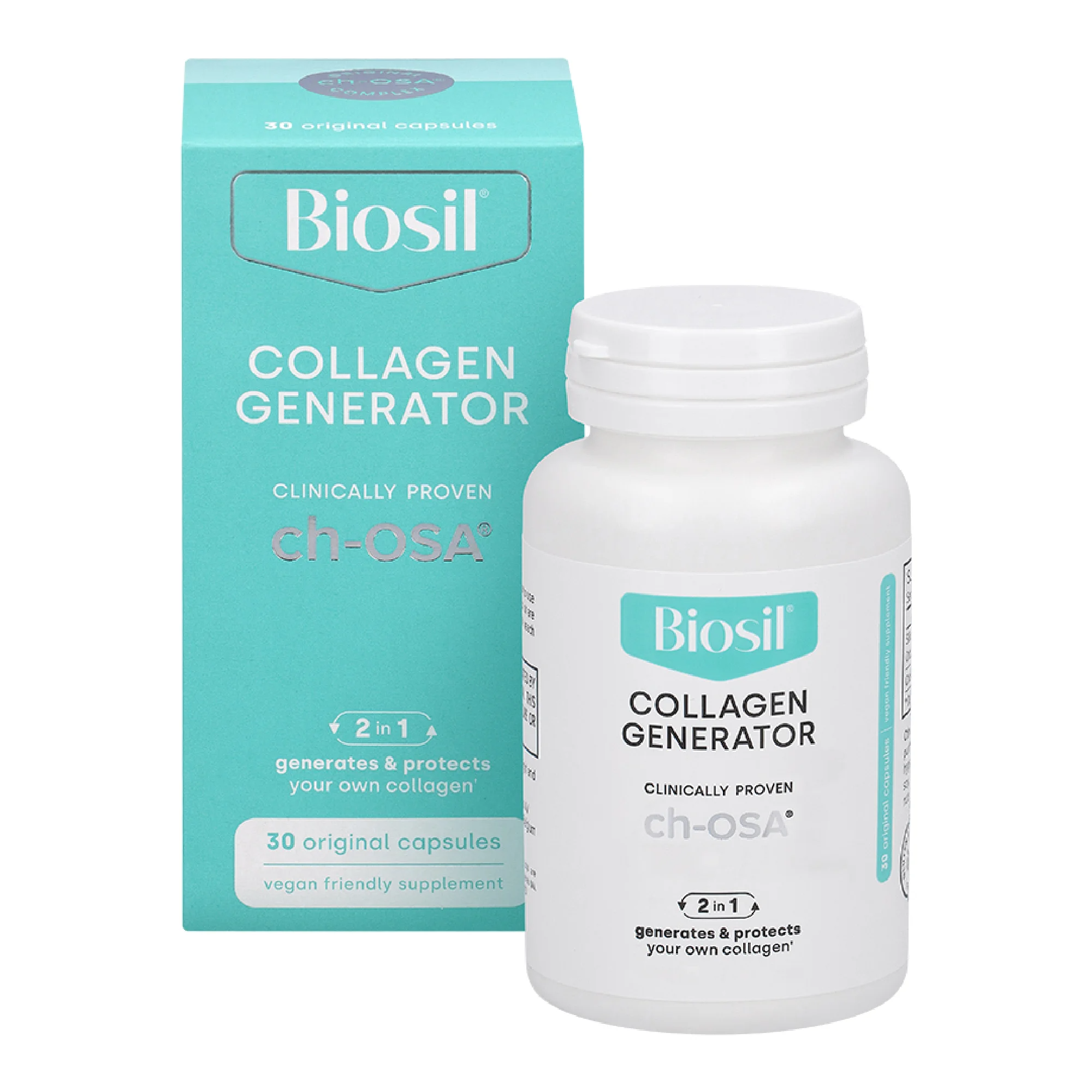 Biosil Collagen Booster Supplement - 120 Original Capsules - Patented ch-OSA Activator for Skin, Hair, Nails & Joints - Supports Natural Production - 60-Day Supply