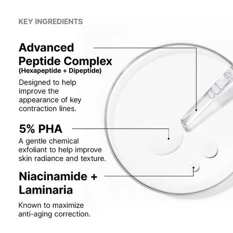 Product packaging with key ingredients labeled on a white background