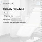 Clinically formulated product with features listed on a white background